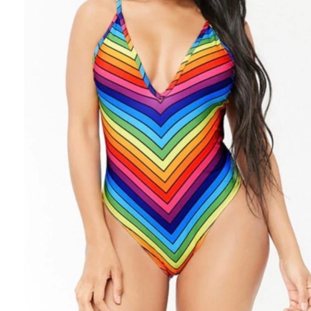 Rainbow Chevron One Piece NWT